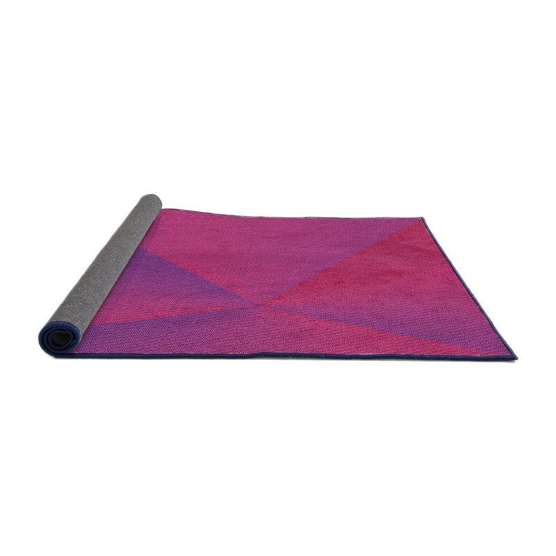 Tapis rouge / mauve en laine Abstract, Rond 7 pi