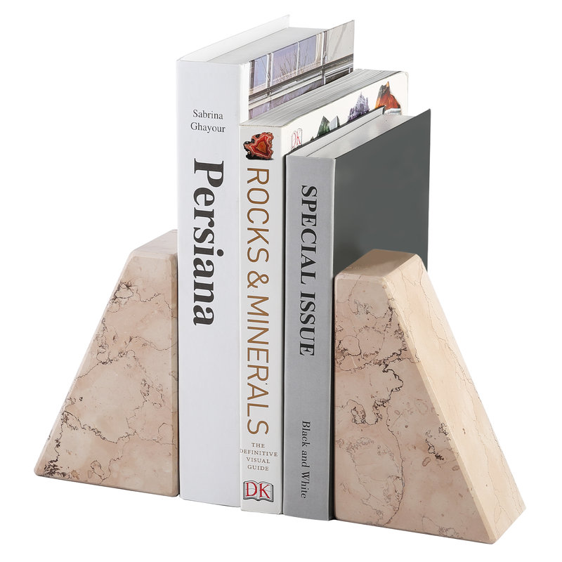 Serre-livres en marbre (ensemble de 2), Beige, H 2,34 po x l 5,93 po x P 3,98 po