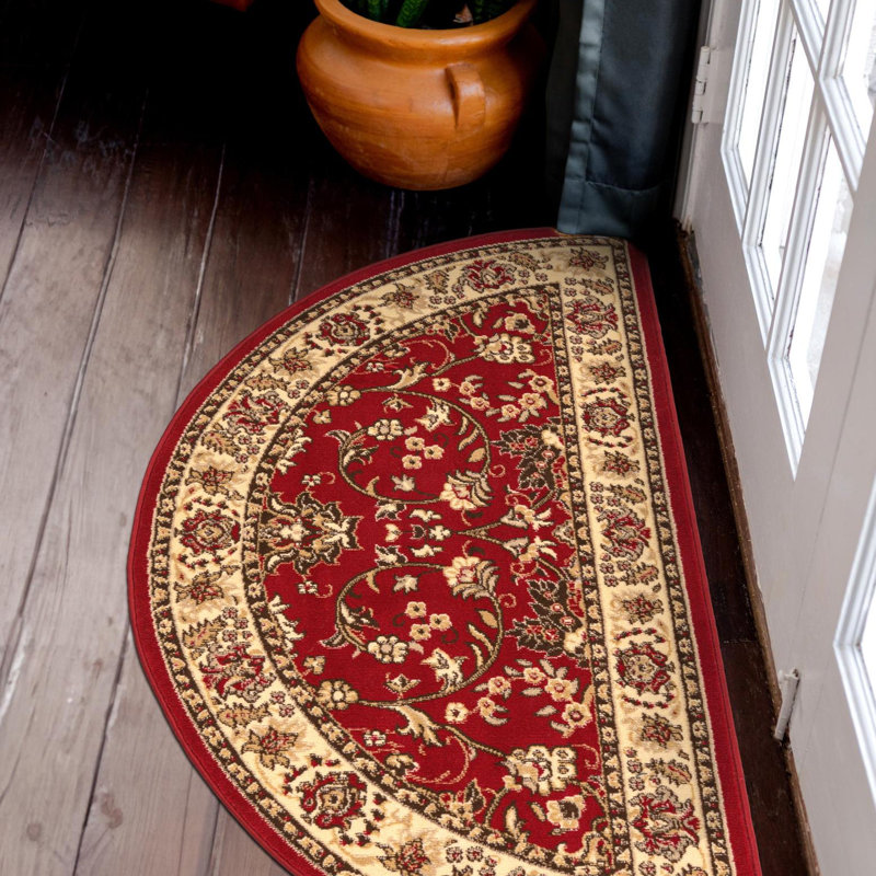 Tapis bourgogne Bhatari, Burgundy, Demi-cercle 2 pi 2 po x 3 pi 7 po