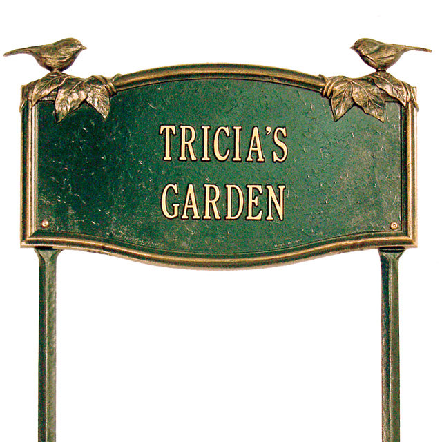 Chickadee Garden Sign, Green/Gold, Yes