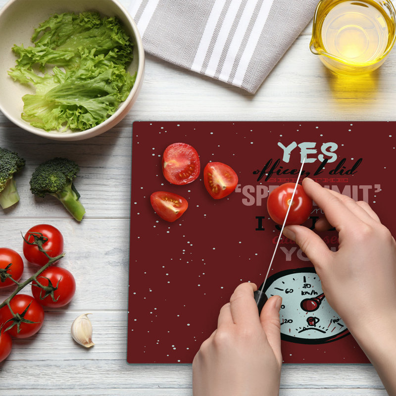 Ambesonne Funny Cutting Board Large Size Hilarious Speed Limit Words Ruby Grey
