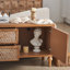 Meuble télé Mid-Century en rotin avec tiroir et armoire, console multimédia en bois vieilli, meuble audio-vidéo Boho pour le salon ou la chambre à coucher