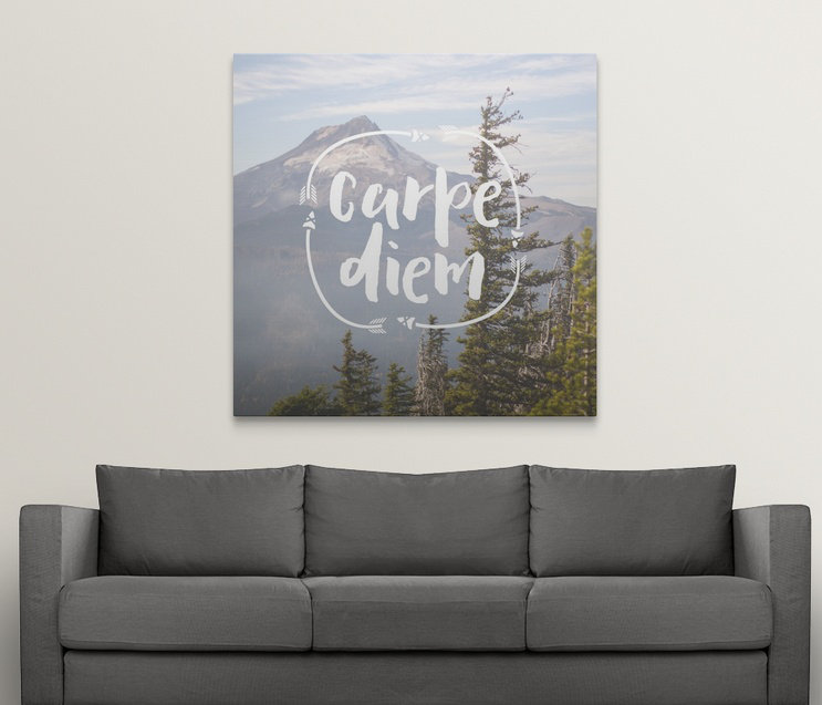 « carpe diem indemnité i-sentiments », impression, H 35 po x l 35 po x P 1,5 po, Toile