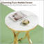 Table d'appoint polyvalente pour canapé, table basse ronde élégante, table basse étroite avec pattes en faux marbre et dorés