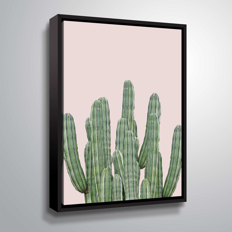 «Cactus on Pink», impression sur toile tendue, H 8 po x l 10 po x p 2 po, Cadre flottant noir