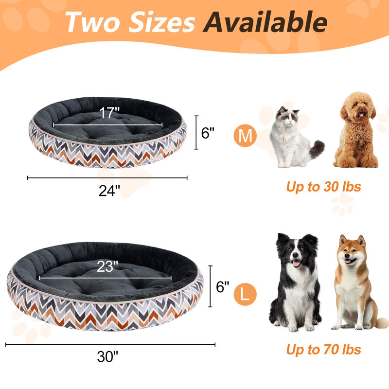Round Donut Cat Bed With Heat Cat Cave Pet Dog Bed , Round Plush