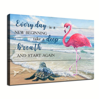 «Every Day Is A New Startning Flamingo Beach», affiche d'art mural