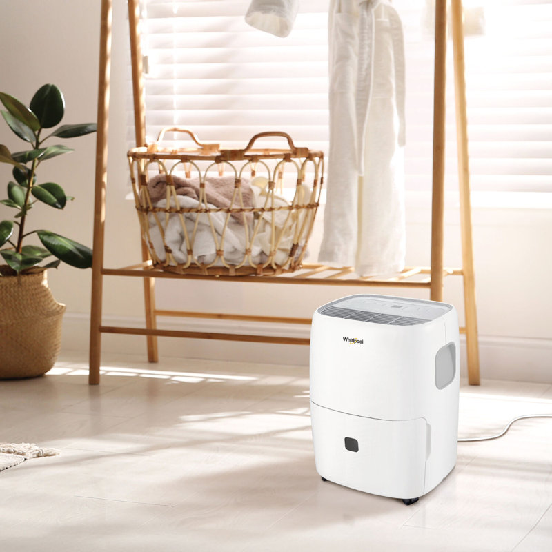 Whirlpool 50-Pint White Portable Dehumidifier with Pump
