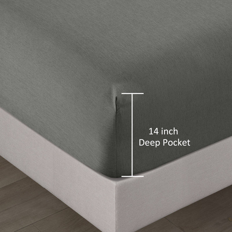 Illada Microfiber Plain Weave / Muslin Sheet Set, Dark Gray, King Sheet Set with Fitted Sheet and 2 Pillowcases