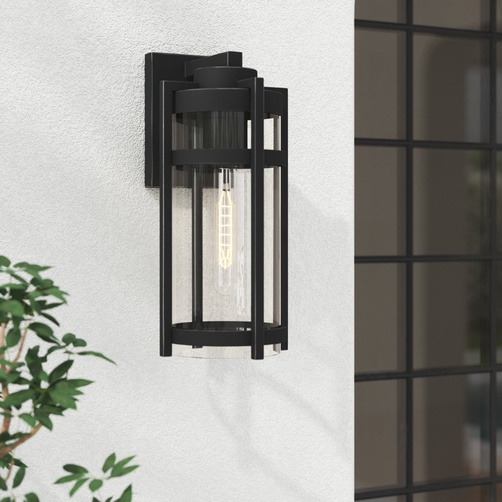 Briggs Seeded Glass Outdoor Wall Lantern, 15.8" H x 8.5" W x 8.5" D