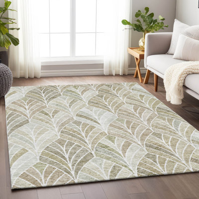 Premium Machine Washable Prisco Khaki Rug
