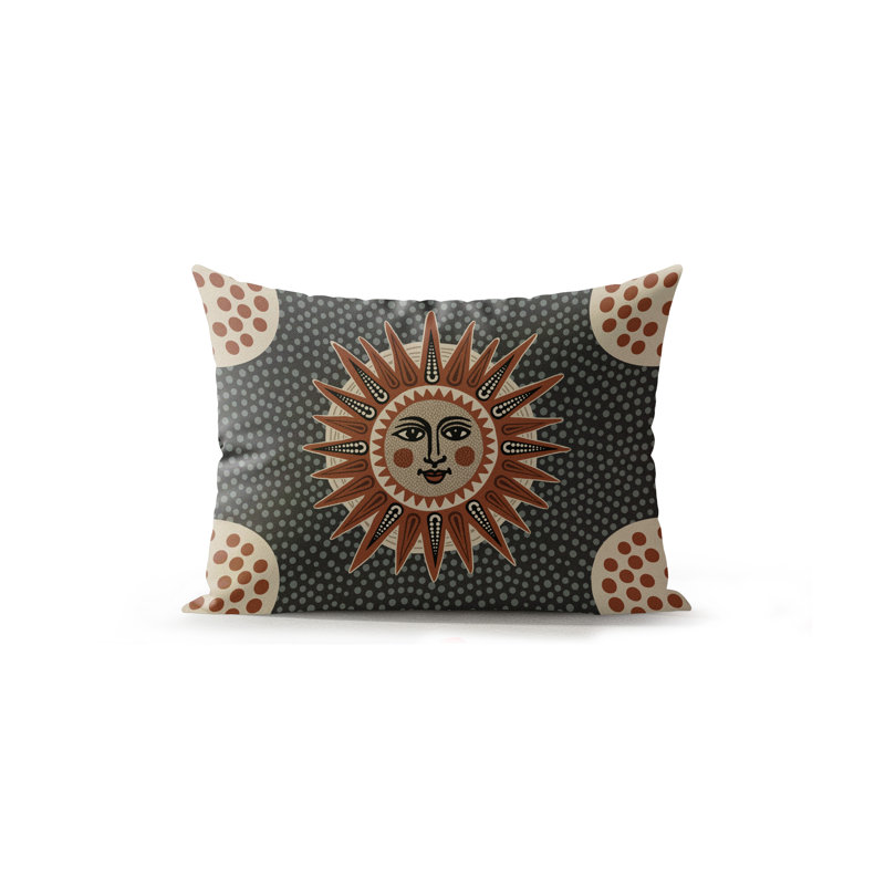 Hunta Microsuede Rectangular Pillow, Beige/Brown/Gray