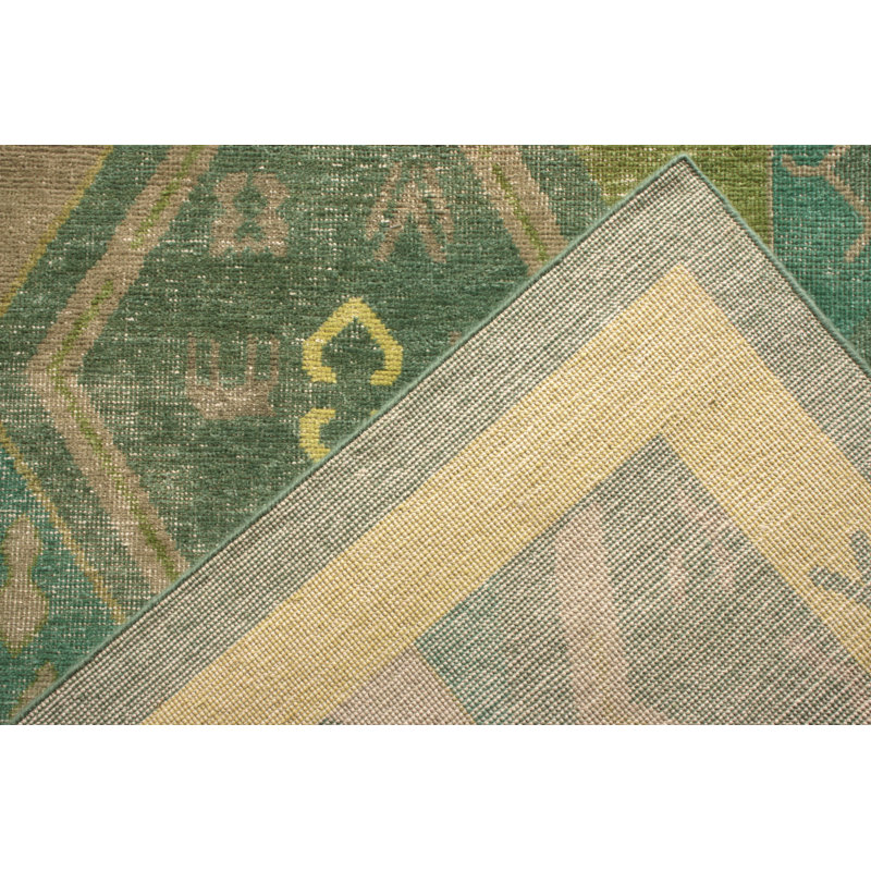 Distressed Homage Hand Knotted Wool Geometric Area Rug, Rectangle 8' x 10'