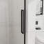 Porte de douche coulissante réglable de 44 à 48 po de largeur, verre trempé transparent de 6 mm, joint étanche, porte de salle de bain moderne avec roulettes en acier inoxydable de 1/4 po (6 mm), finition noir mat, facile