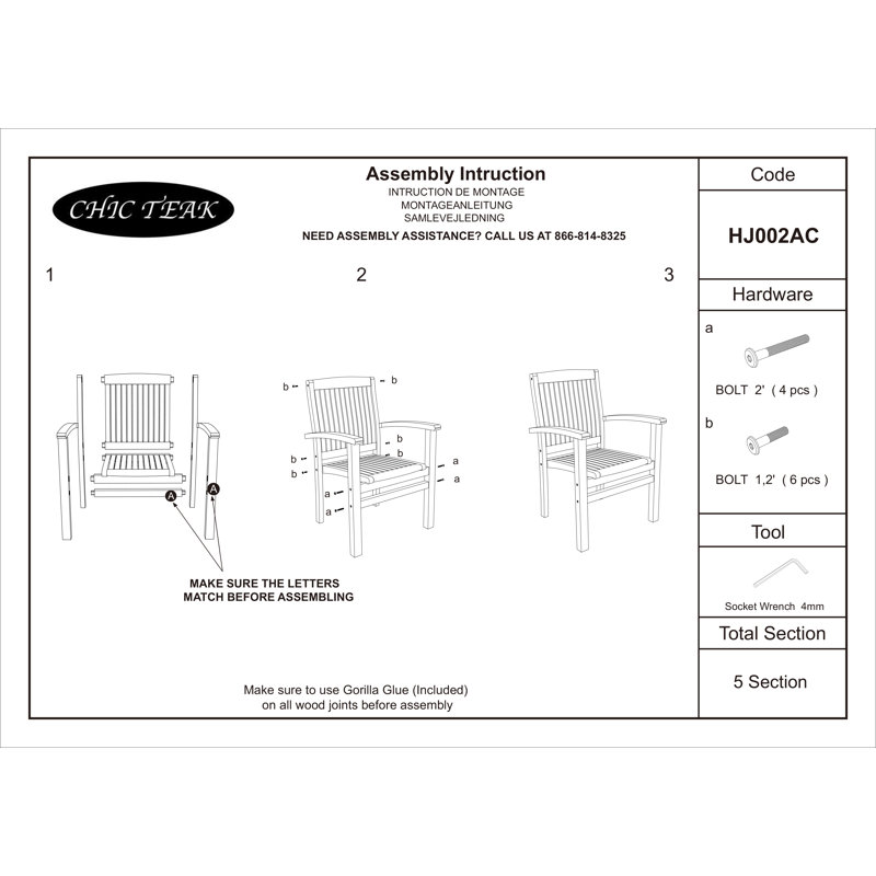 Chaise de patio teck Greg