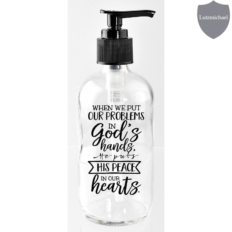 Inspirational Clear Glass 8 oz Soap Dispenser with Black Pump