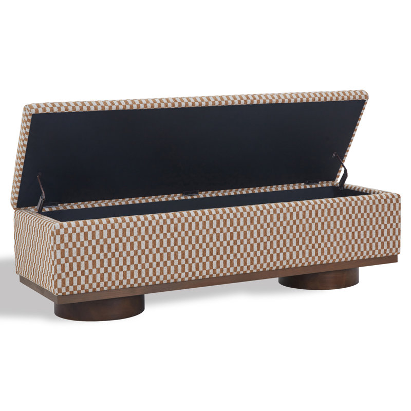 Banc de rangement Morje, Bouclette brune, Noyer