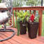 Ensemble de pots d'extérieur carrés en polyrotin brun avec doublure Saige - H 20 po-48639660