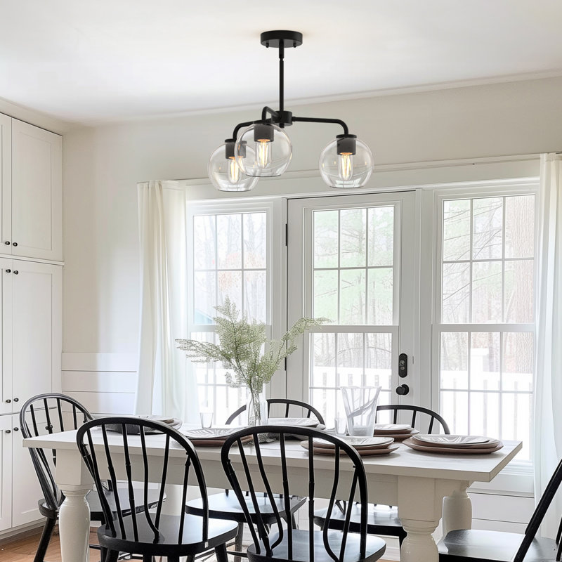 Choi 3-Light Flush Mounted Pendant Lighting Chandelier For Hallway Loft Kitchen Bar Close To Ceiling, Clear