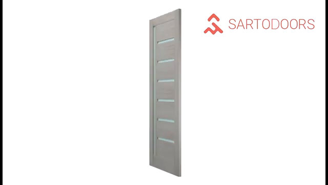 Grey Ash Pine Barn Door with Frosted Glass Panels, 32 x 84 Inches