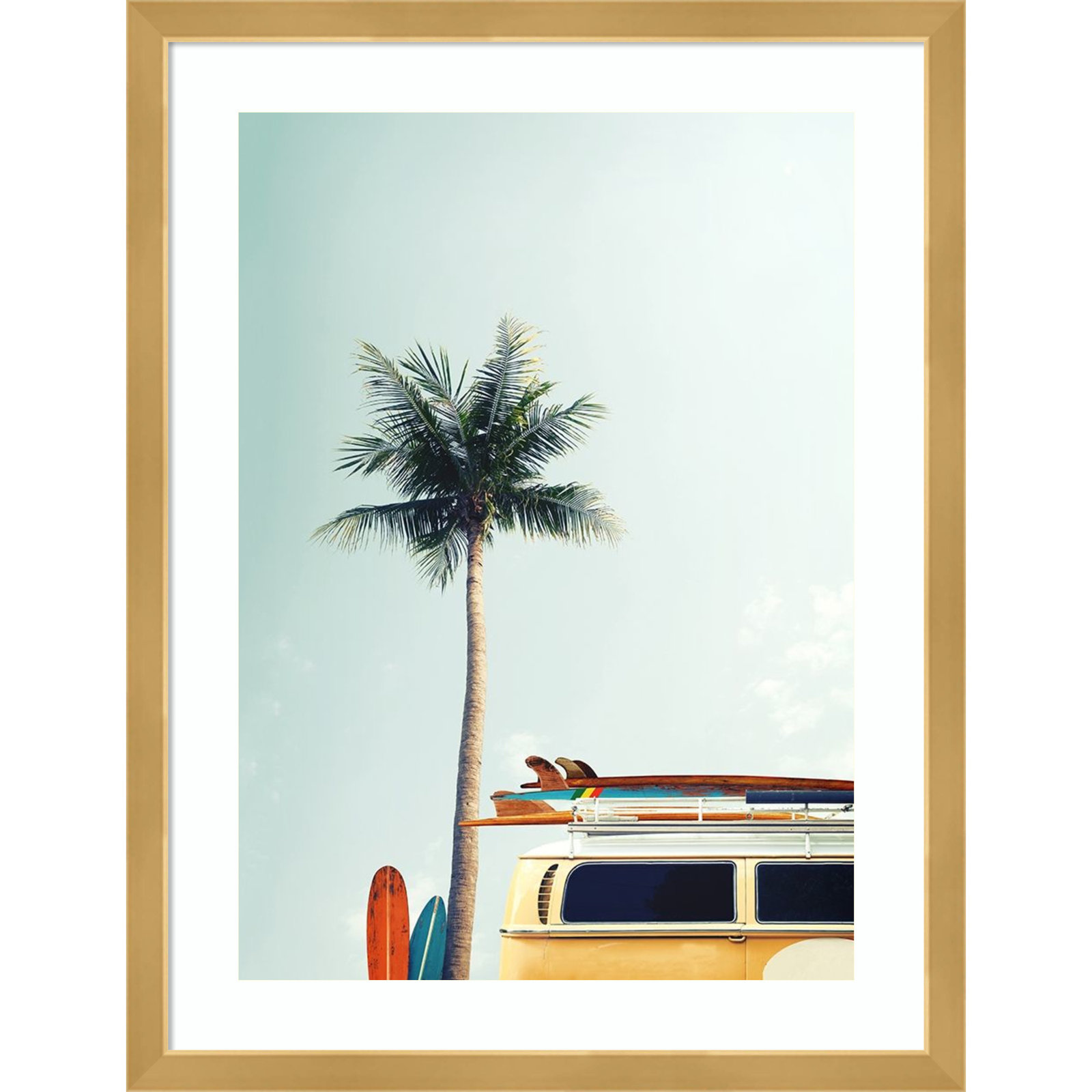 Raleigh "Surf Bus Yellow" Photo Print, Gold, 19.5" H x 15" W x 0.75" D