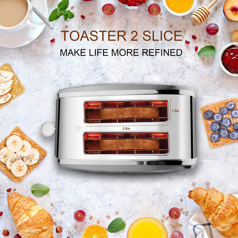 Toaster 2 Slice Best Rated - Stainless Steel Toaster Easy To Use With Removable Crumb Tray Two Slice Toaster, Classic Silver