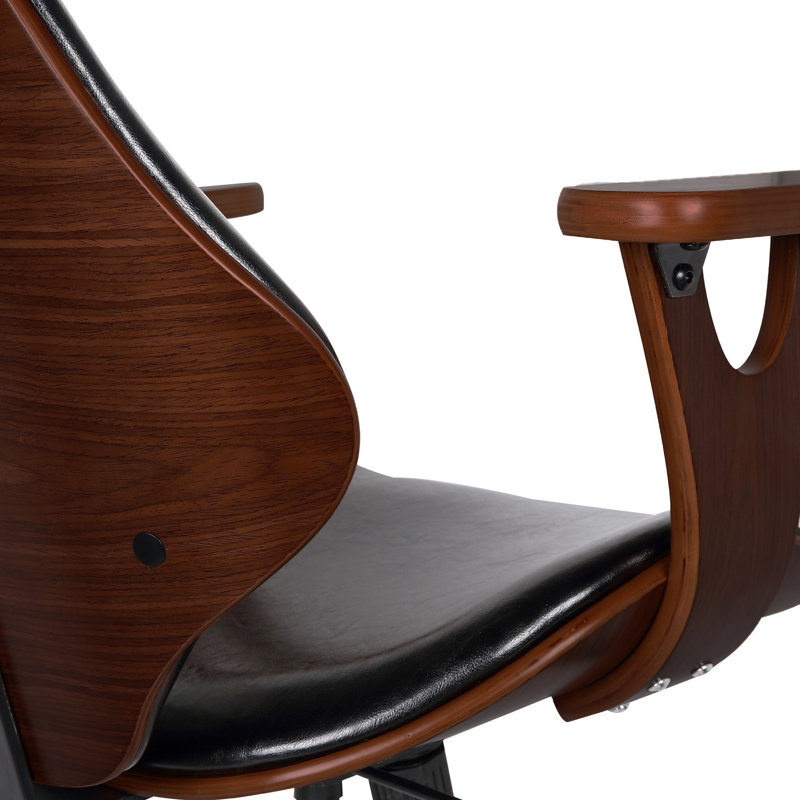 Barri Faux Leather Mid-Century Office Chair, Polished Obsidian