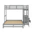 Lit superposé avec bureau intégré et trois tiroirs, gris