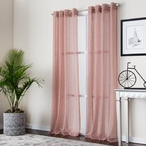 Demetex Semi Sheer Curtains 63 Inches Long Semi Sheer Curtain Panel Striped  Texture Window Curtains for Living Room Nursery, Set of 2, 54 x 63 inch