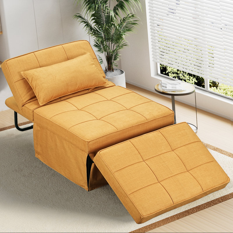 Chaliyah 71" Upholstered Convertible Sleeper Sofa, Yellow Chenille