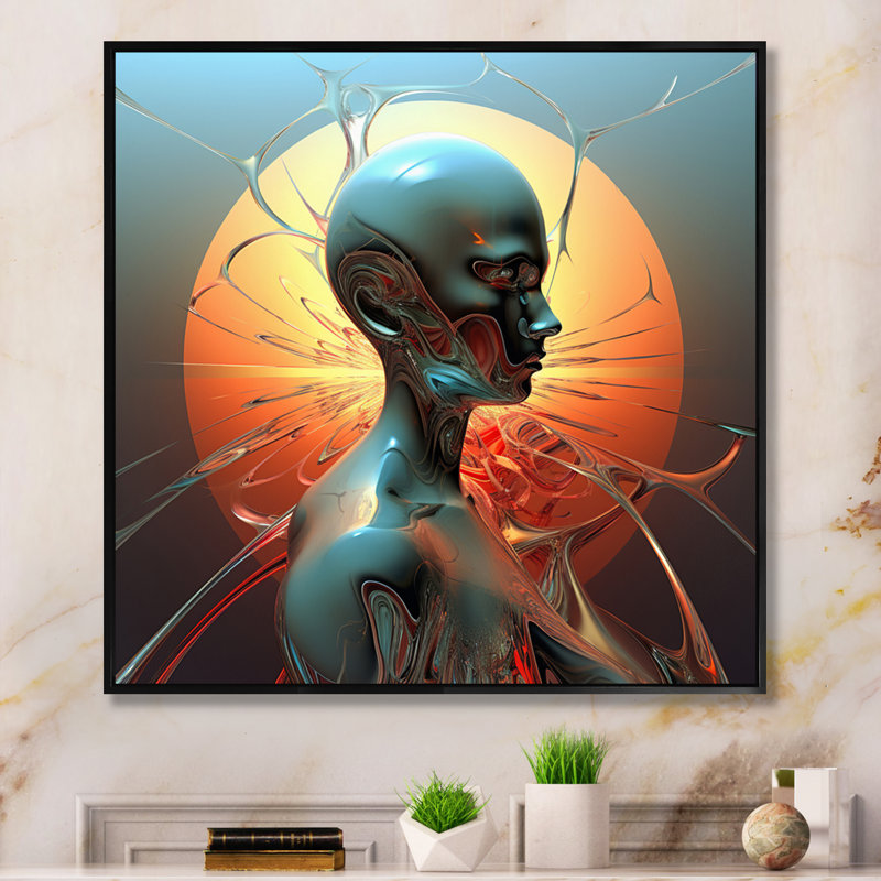 A.I. «Robot Dreams Of Singularity I» sur impression sur toile, H 30 po x l 30 po x P 1 po, Cadre flottant noir