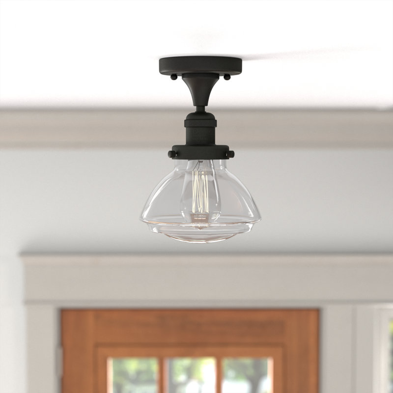 Plafonnier semi-encastré 1 lumière 6,75 po Chesterville, Transparent, Ampoule non incluse, Bronze huilé