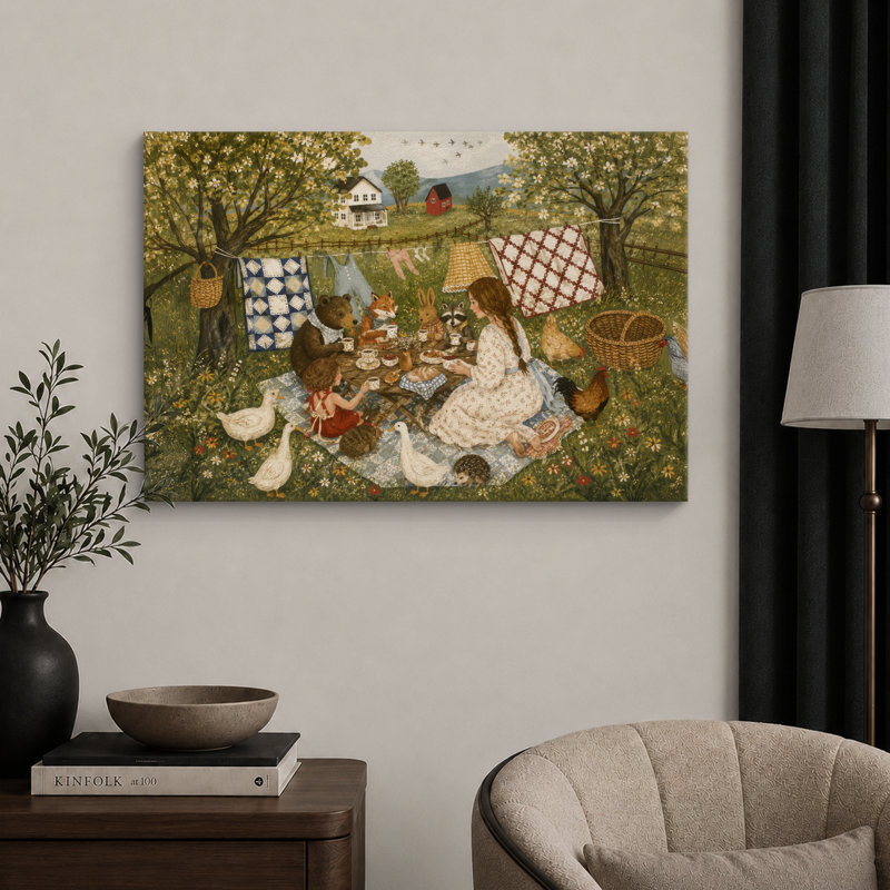 «Country Meadow Animal», reproduction d'art numérique sur toile encadrée, H 16 po x l 24 po x P 1,5 po, Toile tendue