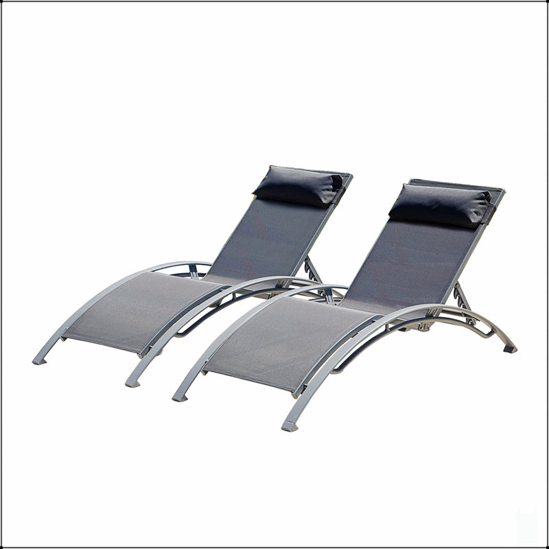 Ensemble de 2 chaises longues en aluminium durables avec positions réglables et tissu à séchage rapide pour un confort extérieur optimal