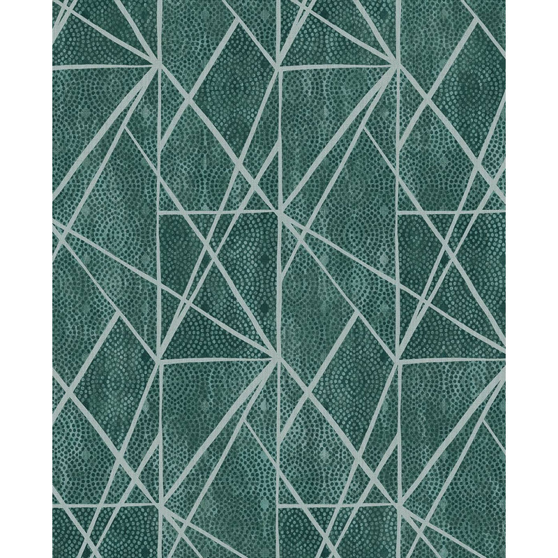 Rouleau de papier peint L 33 pi x l 20,5 po Laraya, Bleu sarcelle foncé / argent métallique