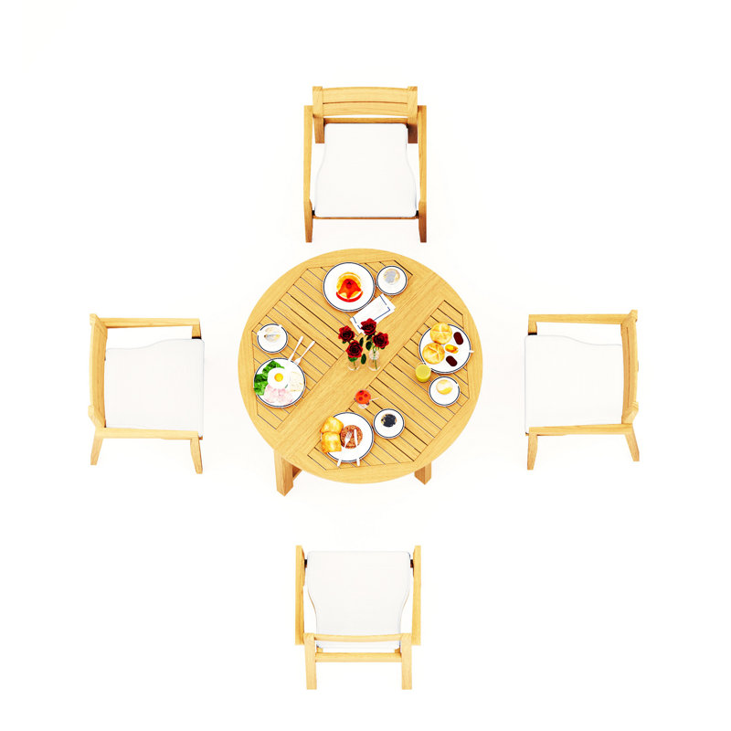Vellore Outdoor 5 - Piece Teak Dining Set