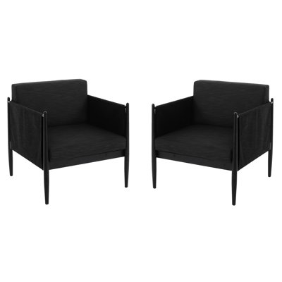 2 Pcs Black Aluminum Club Chairs For Garden Use - Modern Aesthetic, Strong Frame, Water Fabric Cushions, 30.19 Tall Aluminum, Foam