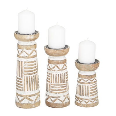Porte-bougie éclectique en bois