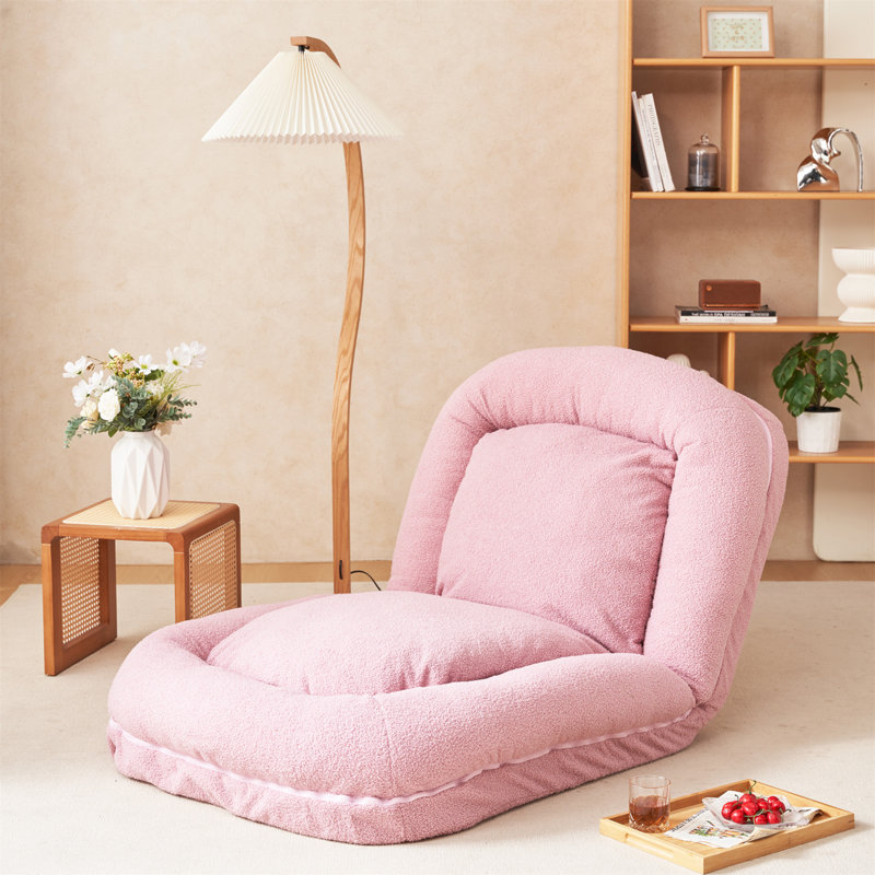 Triple Fold Down Sofa Bed, 30" H x 35.8" W x 42.5" D, Pink