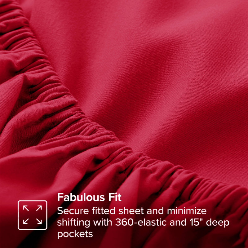 Deep Pocket Microfiber Brushed Fitted Sheet, Super King (6'), Red