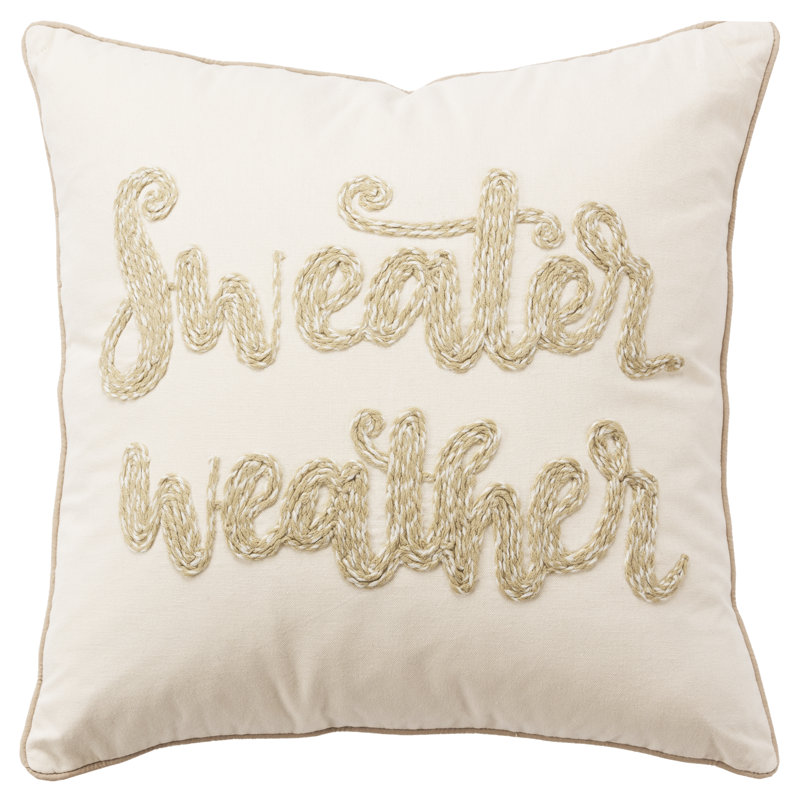 Embroidered Cotton Throw Pillow, Natural