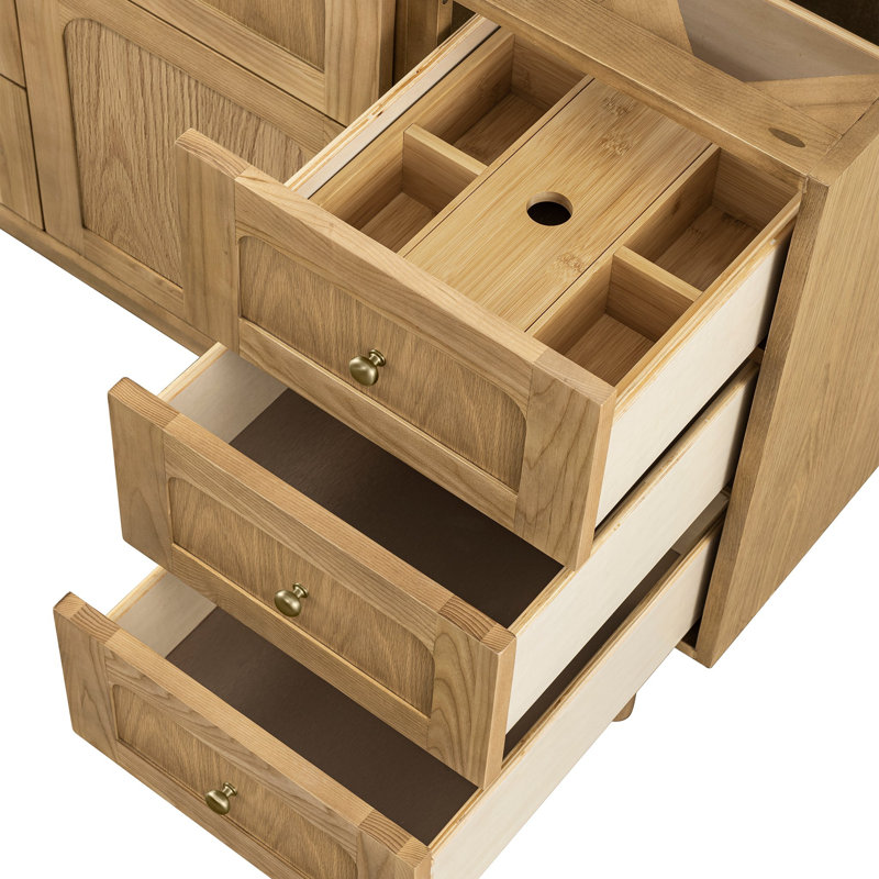 Laurent 48'' W Single Vanity, Parisien Bleu, 8" Widespread, Honey Brown