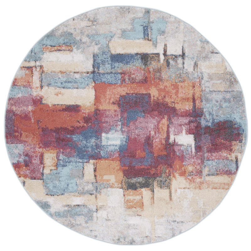 Styrman 500 Performance Abstract Rug, Round 6'7"