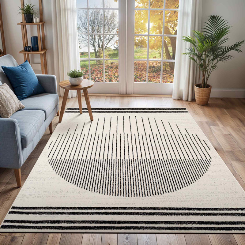 Corum Black/Off-White Rug, Rectangle 80 x 150cm