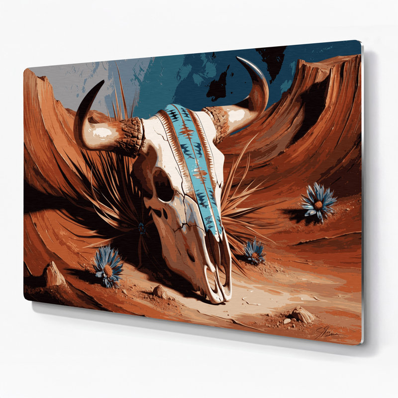 «Southwestern Animals Skull and Bones», art mural en métal brun 48, H 240 po x l 360 po x P 0,05 po
