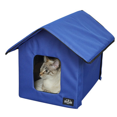 Maison pour chat chauffée - Lit pour chat à double porte avec toit à fermeture à glissière, coussin chauffant pour animal de compagnie et housse en sherpa - pour garage, porche, grange ou sous-sol par PETMAKER