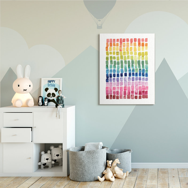 Carreaux de blocs géométriques Modern Rainbow Abstraction, Toile tendue, H 48 po x l 36 po