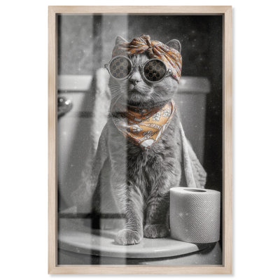 Chat, foulard, toilette, salle de bain