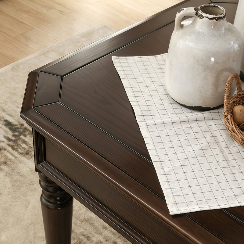 Dark Brown Rectangular Solid Wood Dining Table, 29.5"H x 59.1"L x 35.4"W