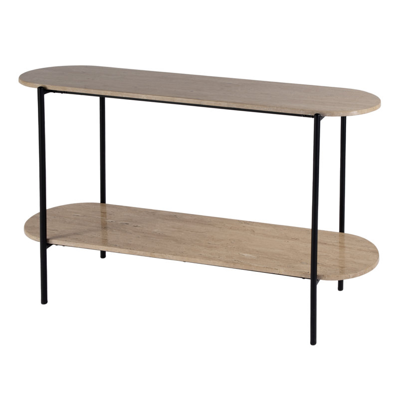 Console à 2 niveaux en marbre et en fer Wilkins